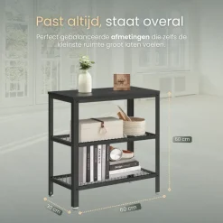 Sidetables-O'DADDY Industriële Wandtafel - 2 Gaasplanken - 60x30x60 cm - Zwart