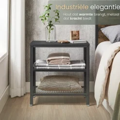 Sidetables-O'DADDY Industriële Wandtafel - 2 Gaasplanken - 60x30x60 cm - Zwart
