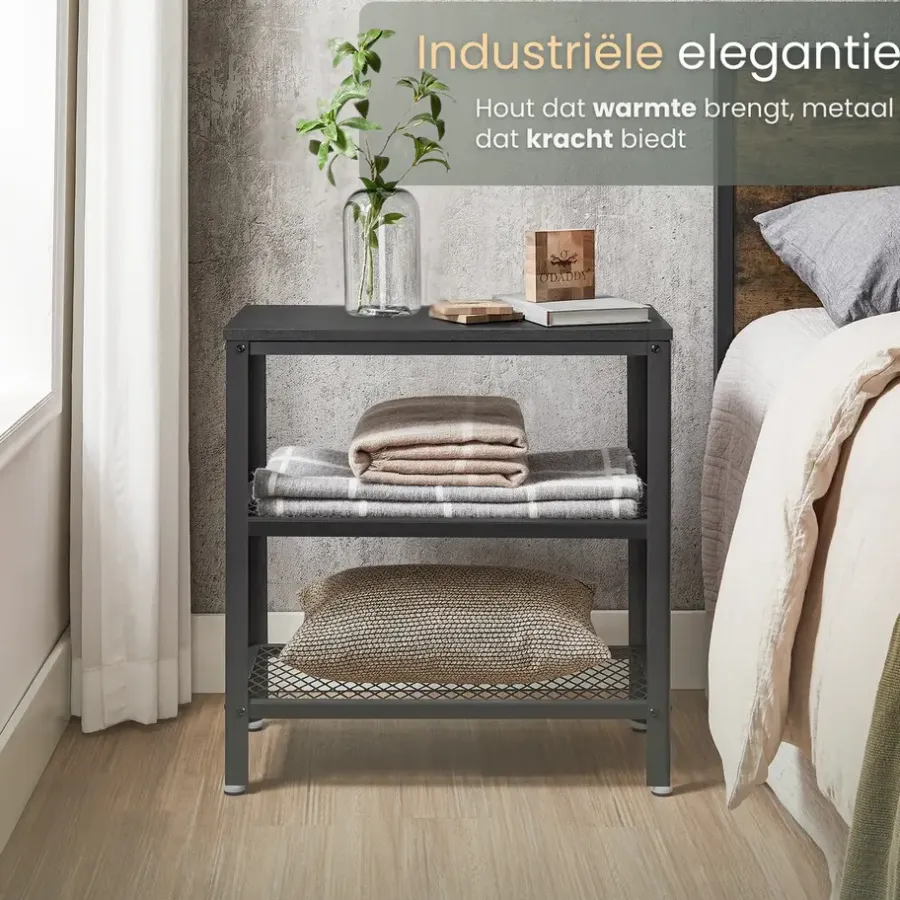 Sidetables-O'DADDY Industriële Wandtafel - 2 Gaasplanken - 60x30x60 cm - Zwart