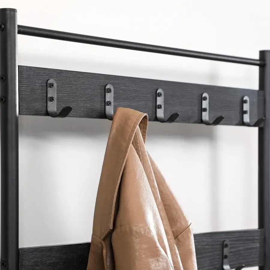 Kledingrekken|Kledingrekken-O'DADDY Kapstok met Schoenenrek - Zwart - 9 Haken - 2-Laags Rek