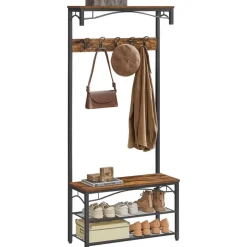 Kapstokken-O'DADDY O’DADDY Kapstok met Schoenenrek – 15 Haken – 2-Laags – 80x32x178,5 cm
