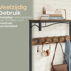 Kapstokken-O'DADDY O’DADDY Kapstok met Schoenenrek – 15 Haken – 2-Laags – 80x32x178,5 cm