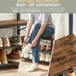 Kapstokken-O'DADDY O’DADDY Kapstok met Schoenenrek – 15 Haken – 2-Laags – 80x32x178,5 cm