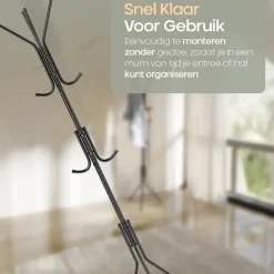 Kapstokken-O'DADDY ® Kapstok Staand - Opbergrek - 12 Haken - Vrijstaand Garderoberek