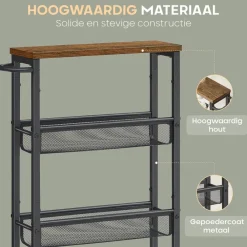 Trolleys-O'DADDY Keukentrolley - Industrieel Design - Bruin Hout/Zwart Metaal