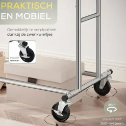 Kledingopbergers|Kledingrekken-O'DADDY Kledingrek - Dubbele Stang - Uitschuifbaar & Verstelbaar - 110 kg