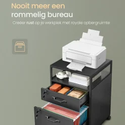 Ladeblokken-O'DADDY Ladekast - Nachtkastje - 44x42x69 cm - Zwart - Mobiel en Duurzaam