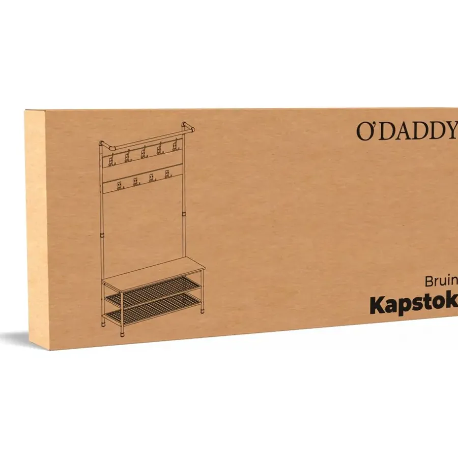 O'DADDY Staande Kapstok met Schoenenrek - 23 Haken - Bruin