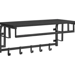 Kapstokken-O'DADDY Wandkapstok met 5 Haken - Zwart/Donkergrijs - 66x30x27 cm