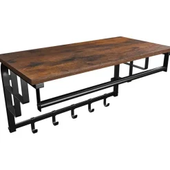 Kapstokken-O'DADDY Wandkapstok met 5 Haken - 66x30x27 cm - Hangend - Bruin