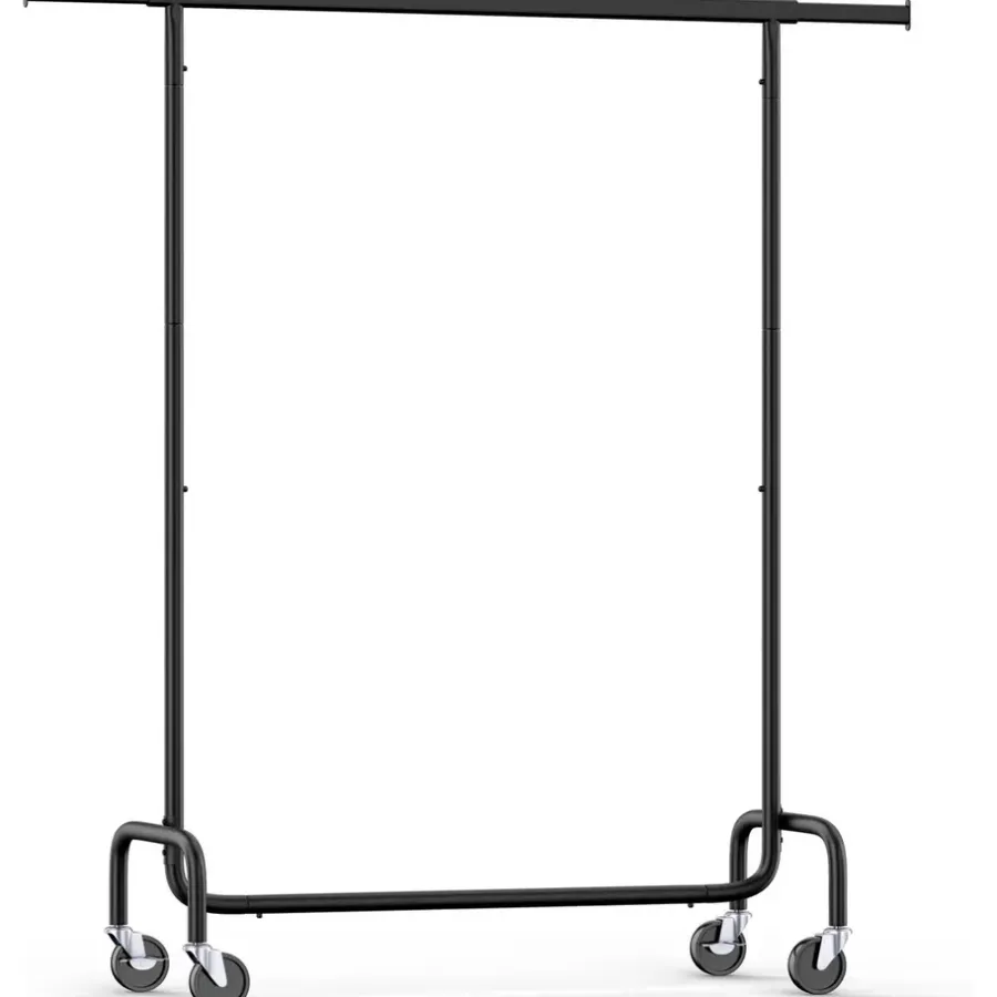 Kledingopbergers|Kledingrekken-O'DADDY O’DADDY® Zwart Kledingrek - Verstelbaar & Stabiel tot 130kg - 4 Grote Wielen