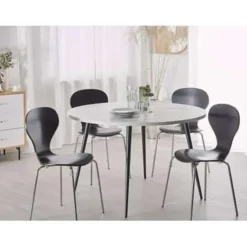 Ronde Eettafels-Beliani ODEON - Eettafel - Wit - 120 x 120 cm - MDF