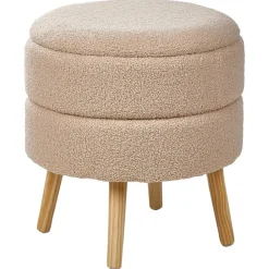Leen Bakker OKATON - Hocker met opbergruimte - Beige - Bouclé