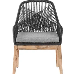 Tuinsets-Beliani OLBIA - Tuinset voor 4 Rond - Grijs/Zwart - Vezelcement