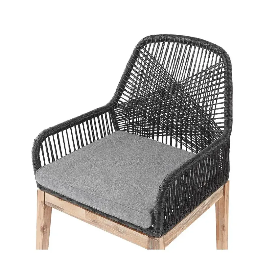 Tuinsets-Beliani OLBIA - Tuinset voor 4 Rond - Grijs/Zwart - Vezelcement