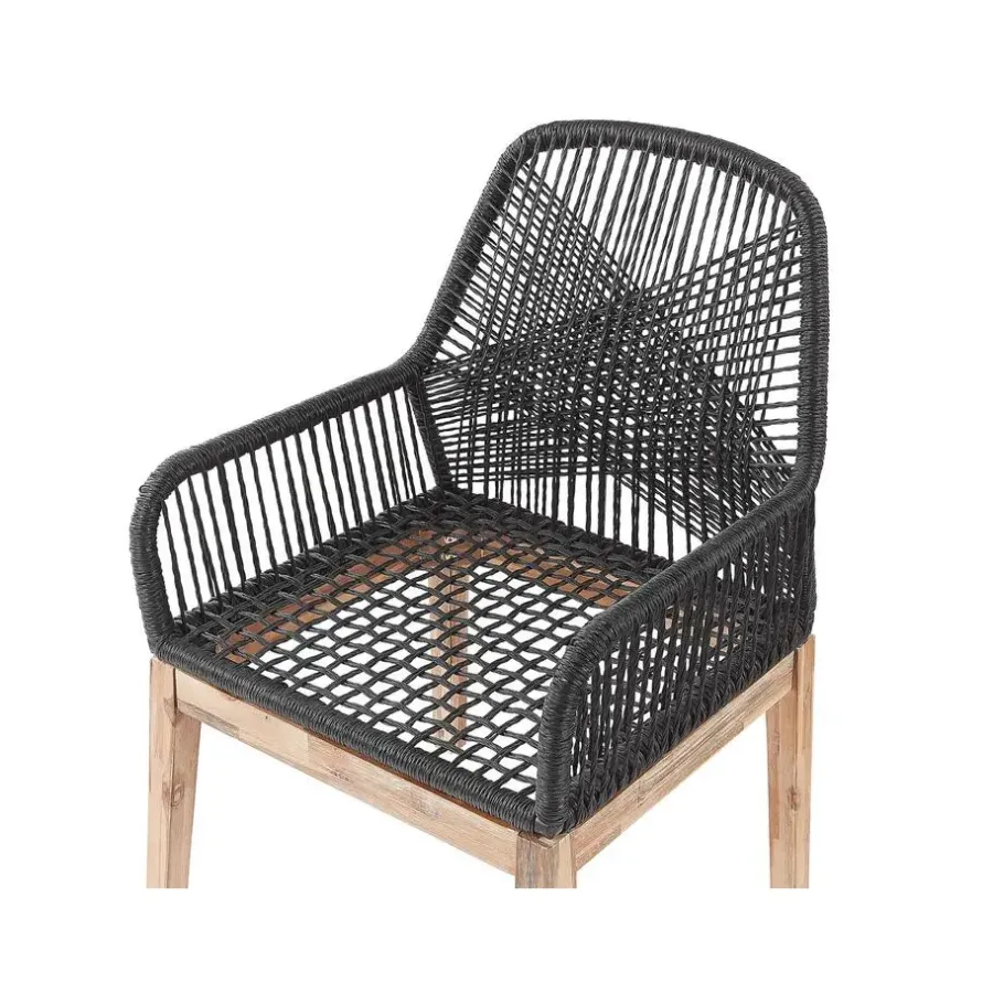 Tuinsets-Beliani OLBIA - Tuinset voor 4 Rond - Grijs/Zwart - Vezelcement