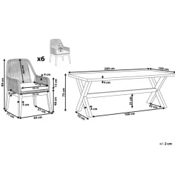 Tuinsets-Beliani OLBIA - Tuinset voor 6 stoelen - Wit/Beige - Vezelcement