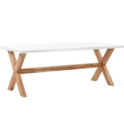 Tuinsets-Beliani OLBIA - Tuinset voor 6 stoelen - Wit/Beige - Vezelcement