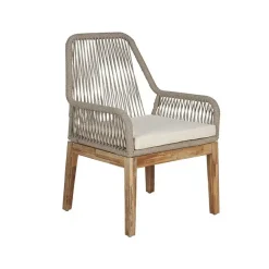 Tuinsets-Beliani OLBIA - Tuinset voor 6 stoelen - Wit/Beige - Vezelcement