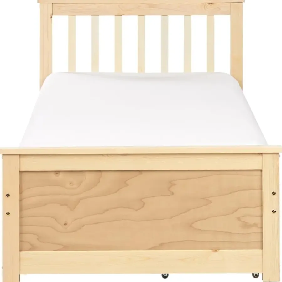 Beliani OLENDON - Bed met opbergruimte - Lichtbruin - 90 x 200 cm - Dennenhout