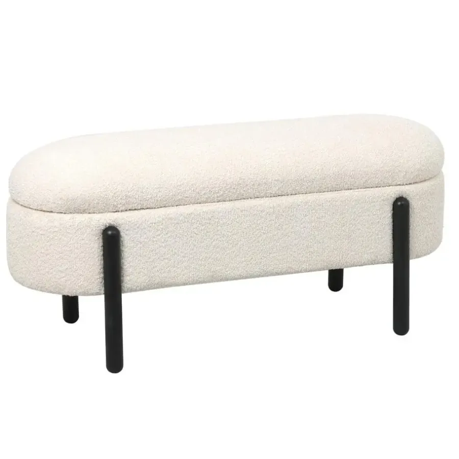 Giga Meubel Opbergbank Stof Beige - Met Opbergruimte - 108x41x48cm - Vieve