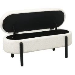 Giga Meubel Opbergbank Stof Beige - Met Opbergruimte - 108x41x48cm - Vieve