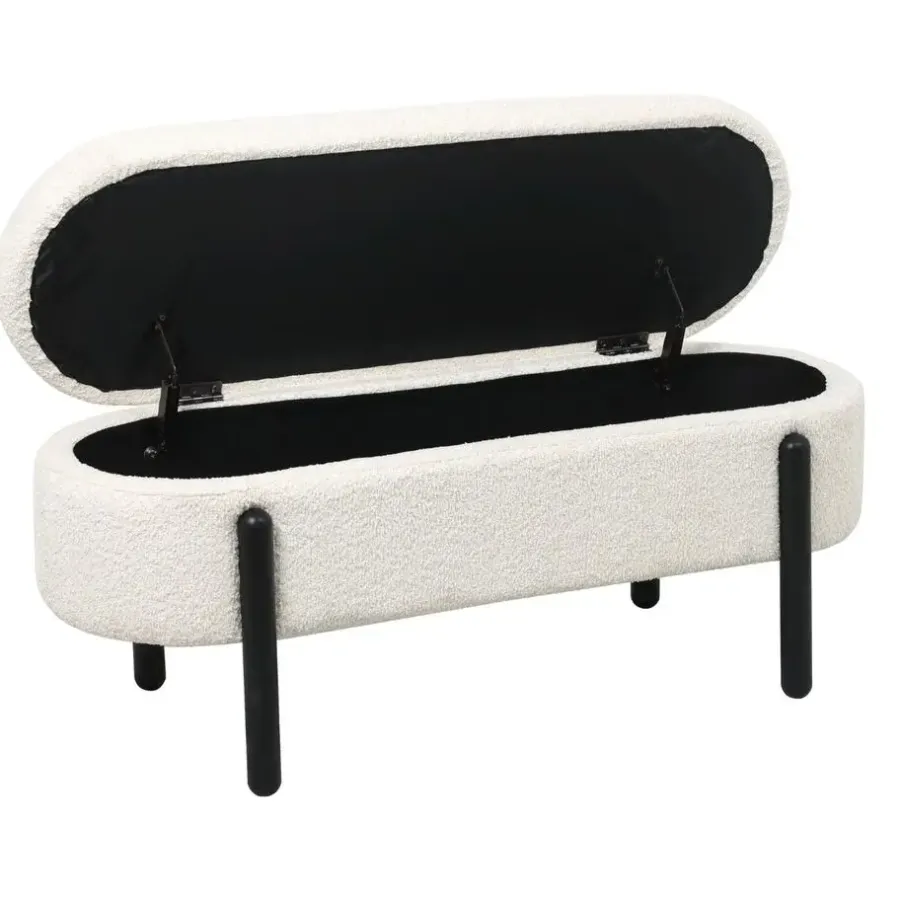 Giga Meubel Opbergbank Stof Beige - Met Opbergruimte - 108x41x48cm - Vieve