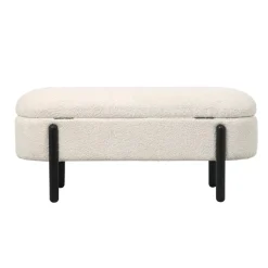 Giga Meubel Opbergbank Stof Beige - Met Opbergruimte - 108x41x48cm - Vieve