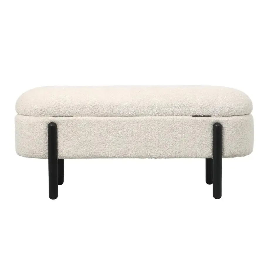 Giga Meubel Opbergbank Stof Beige - Met Opbergruimte - 108x41x48cm - Vieve