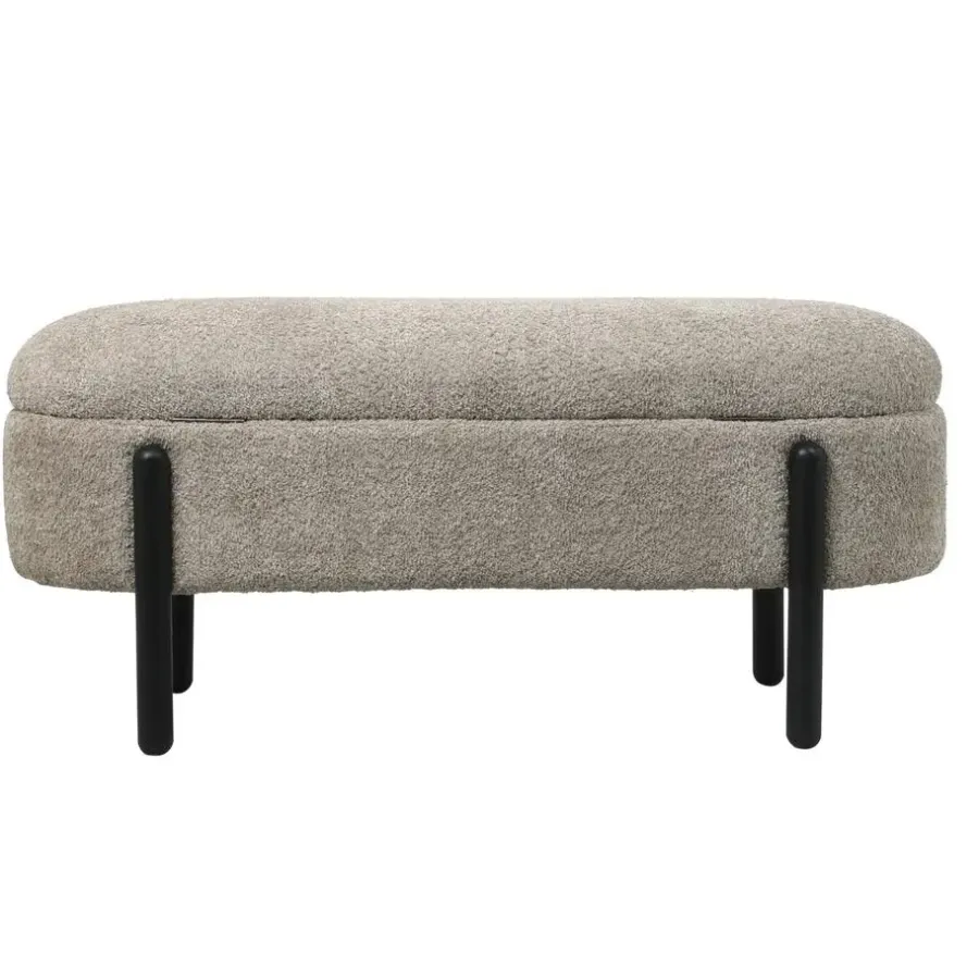 Giga Meubel Opbergbank Stof Taupe - Met Opbergruimte - 108x41x48cm - Vieve