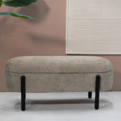 Giga Meubel Opbergbank Stof Taupe - Met Opbergruimte - 108x41x48cm - Vieve