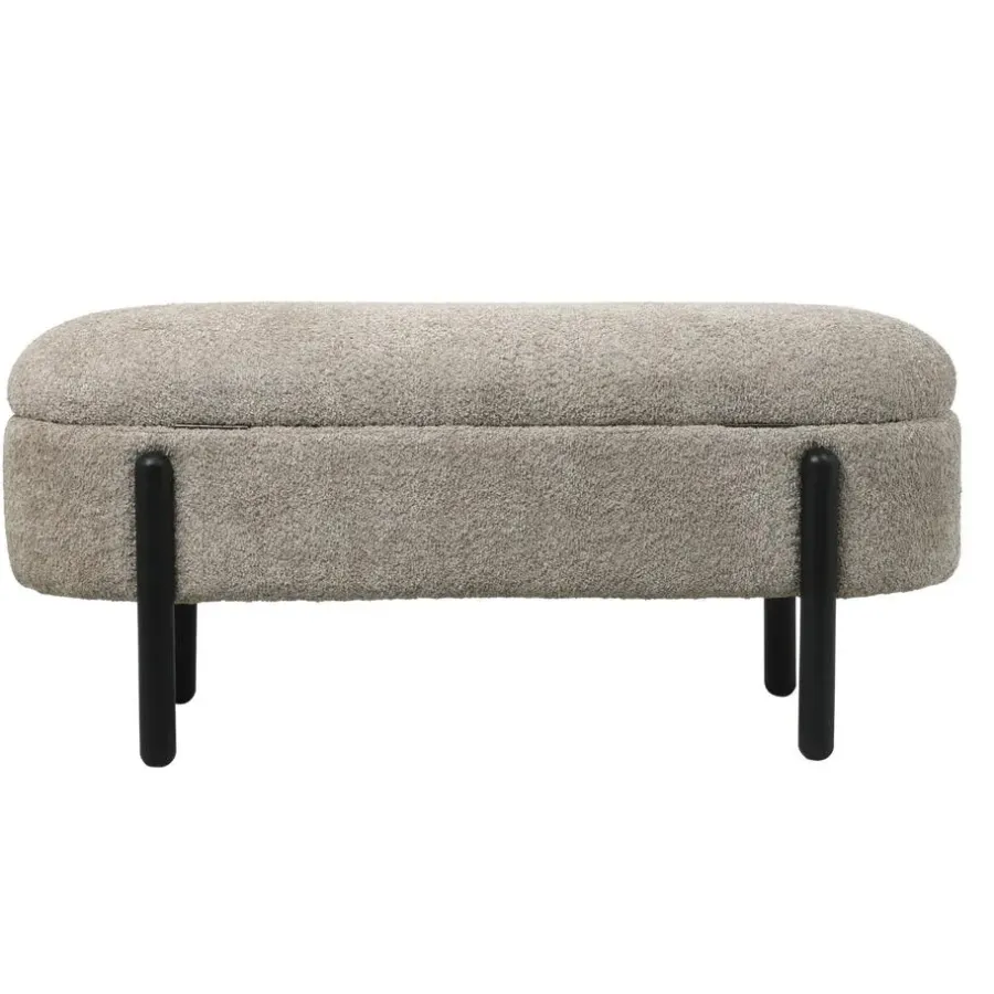Giga Meubel Opbergbank Stof Taupe - Met Opbergruimte - 108x41x48cm - Vieve