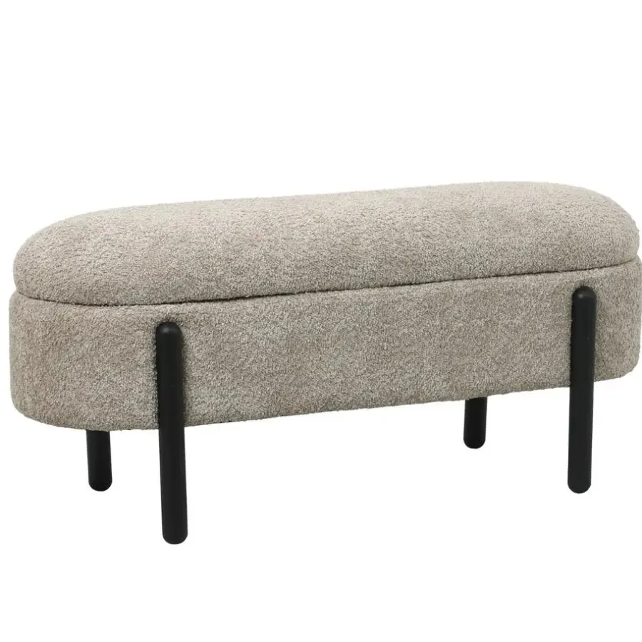 Giga Meubel Opbergbank Stof Taupe - Met Opbergruimte - 108x41x48cm - Vieve