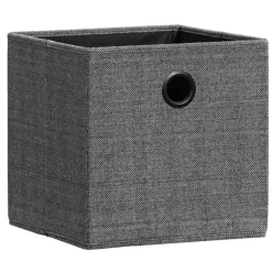Leen Bakker Opbergbox Kenzi linnen - antraciet - 31x31x31 cm
