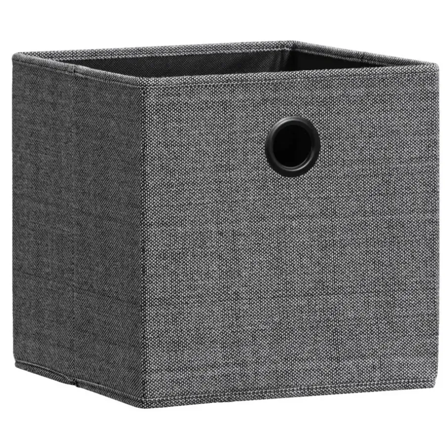 Leen Bakker Opbergbox Kenzi linnen - antraciet - 31x31x31 cm