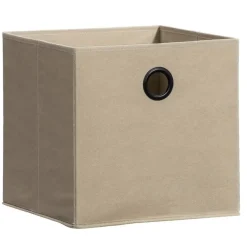 Leen Bakker Opbergbox Kenzi stof - zand - 31x31x31 cm