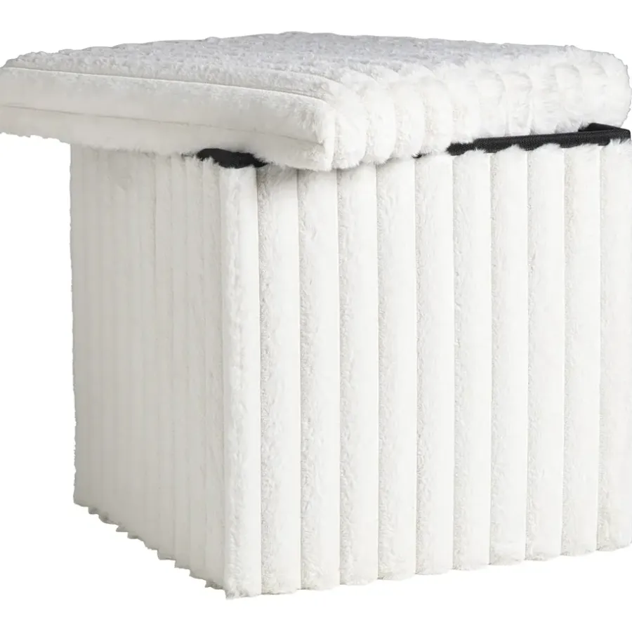Opbergboxen-Leen Bakker Opbergbox opvouwbaar Fluffy off-white - 38x38x38 cm