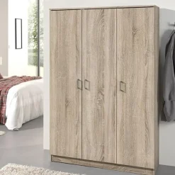 Wandkasten-Rousseau Opbergkast Ray 120cm met 3 deuren en 4 legplanken - sonoma eik