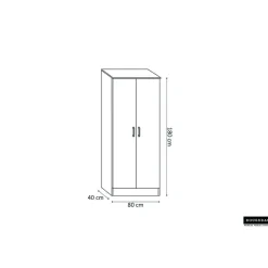 Rousseau Opbergkast Ray 80cm met 2 deuren en 4 legplanken - wit