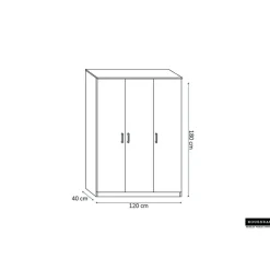 Rousseau Opbergkast Ray 120cm met 3 deuren en 4 legplanken - grijze eik
