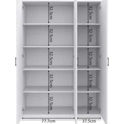 Wandkasten-Rousseau Opbergkast Ray 120cm met 3 deuren en 4 legplanken -wit