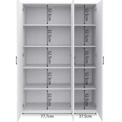 Wandkasten-Rousseau Opbergkast Ray 120cm met 3 deuren en 4 legplanken -wit