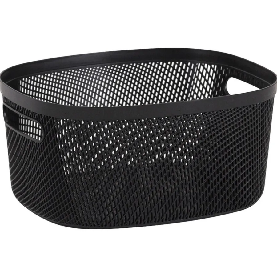 Opbergmanden-Leen Bakker Opbergmand Mesh antraciet - 6,7L