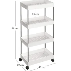Trolleys-Merkloos Opbergtrolley - 4 niveaus - 40x86x22 cm - wit