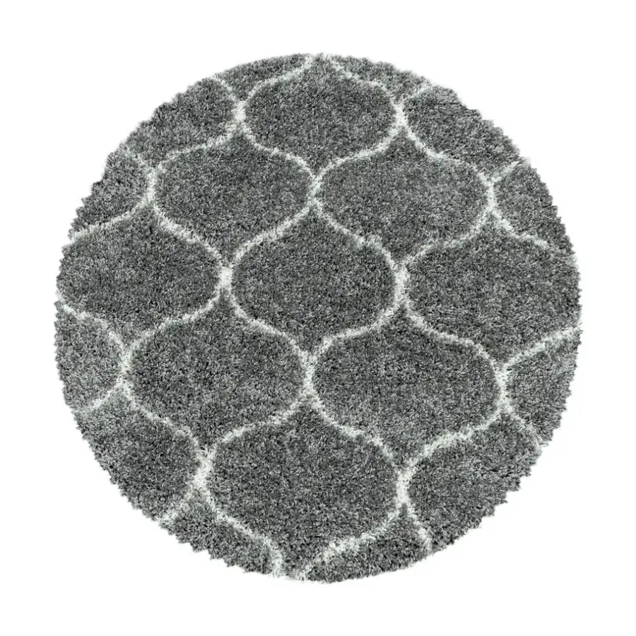 Hoogpolige Vloerkleden|Ronde Vloerkleden-Muratap Opera Soft Shaggy Rond Hoogpolig Vloerkleed Grijs - 160 CM ROND