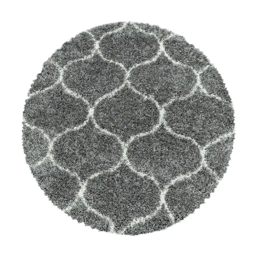 Hoogpolige Vloerkleden|Ronde Vloerkleden-Muratap Opera Soft Shaggy Rond Hoogpolig Vloerkleed Grijs - 160 CM ROND
