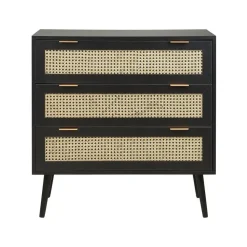 Beliani OPOCO - Commode - Zwart - Rotan