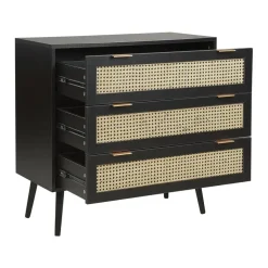 Beliani OPOCO - Commode - Zwart - Rotan