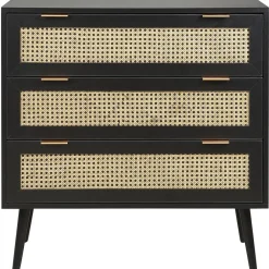 Beliani OPOCO - Commode - Zwart - Rotan