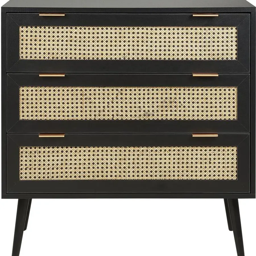 Beliani OPOCO - Commode - Zwart - Rotan